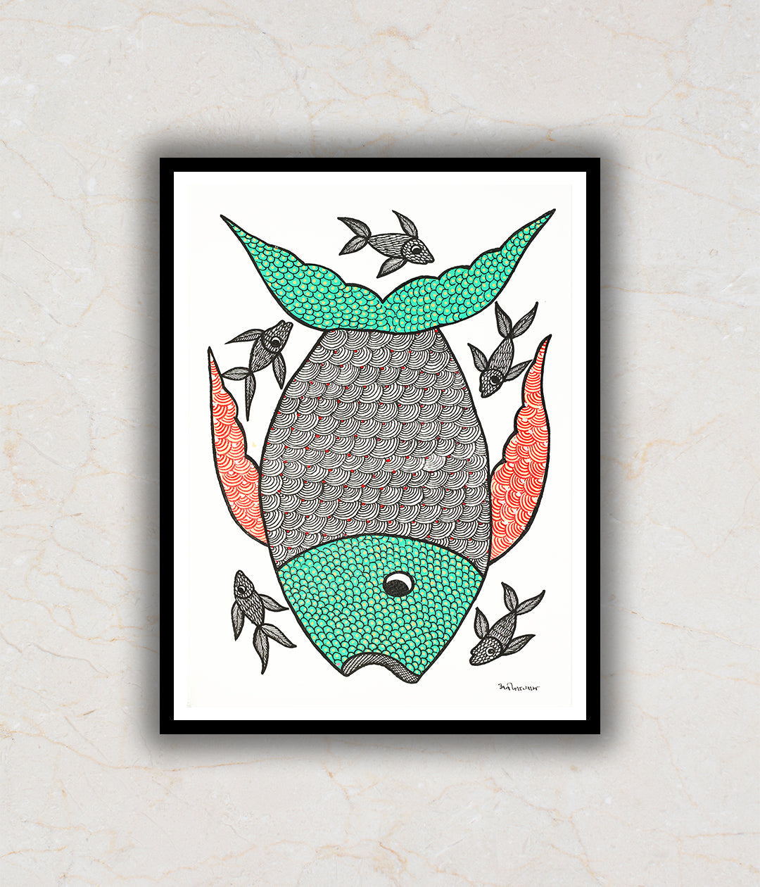 Matsya Gond Art Painting For Home Wall Art Decor