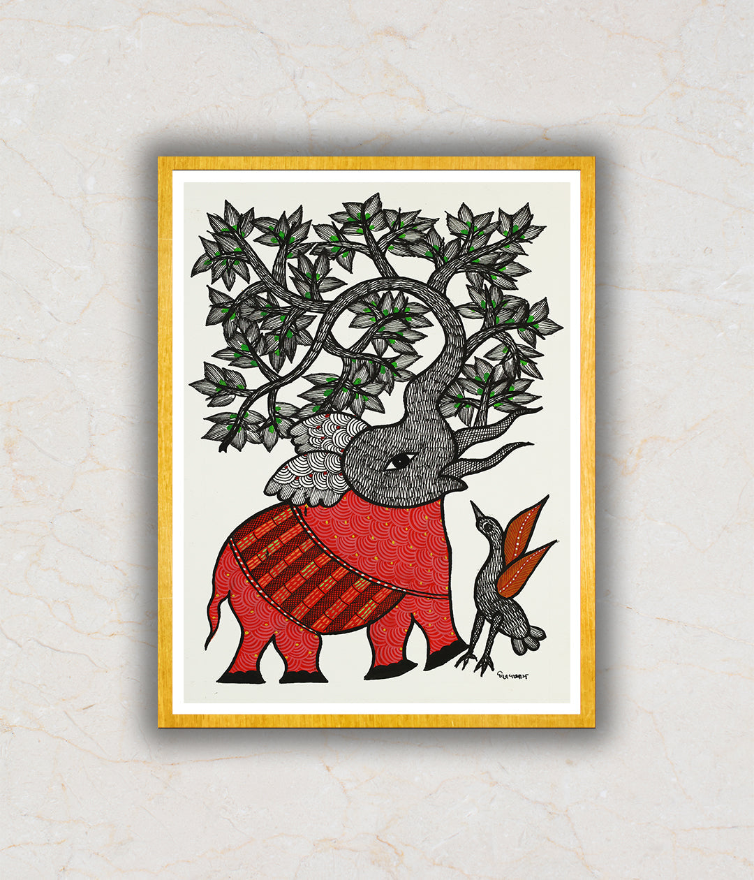 The Tusker Gond Art Painting For Home Wall Art Decor