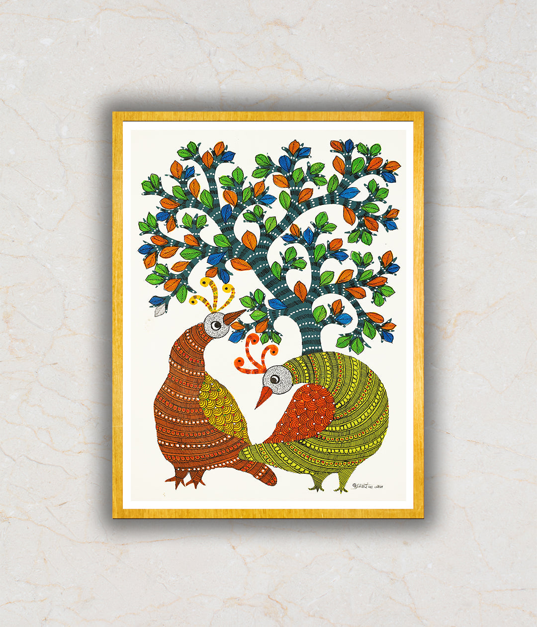 The Peacock and the Tree Gond Art Painting For Home Wall Art Decor