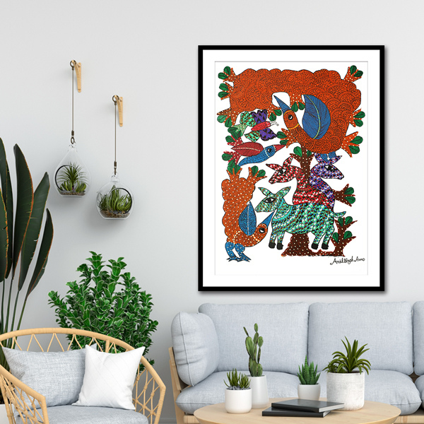 Jungle Gond Art Painting For Home Wall Art Decor
