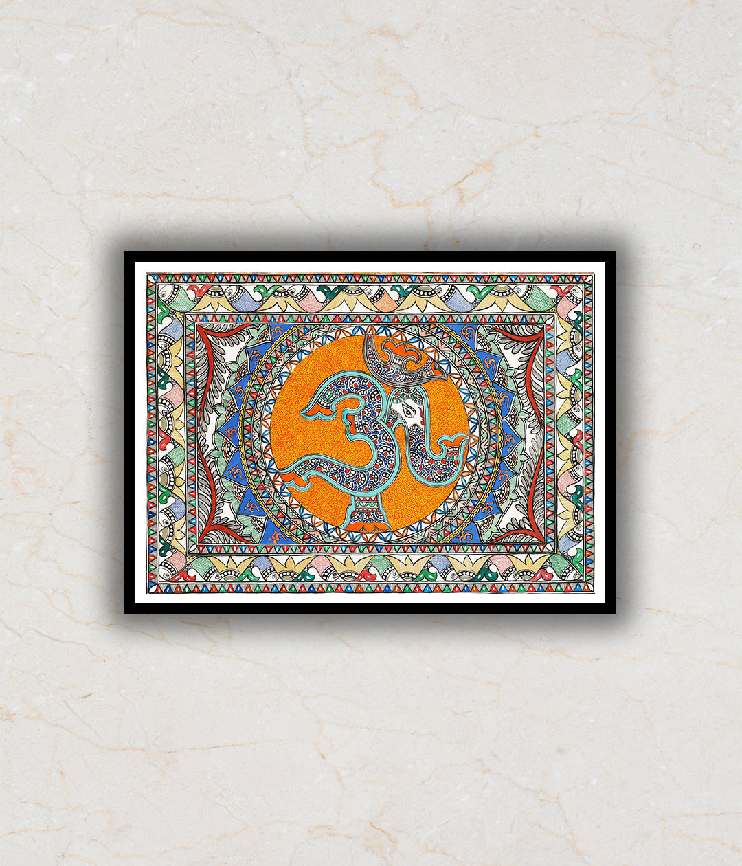 Om Madhubani Art Painting For Home Wall Art Decor