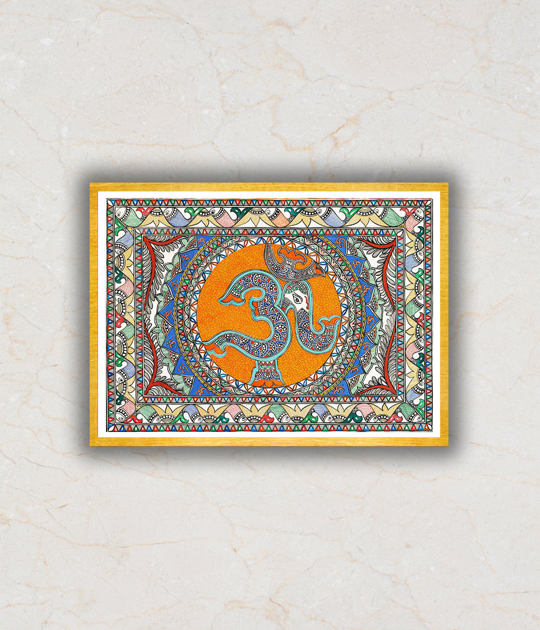 Om Madhubani Art Painting For Home Wall Art Decor
