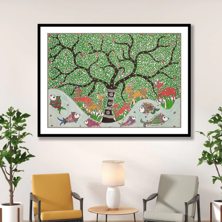 Auspicious Tree of Life Madhubani Painting 1