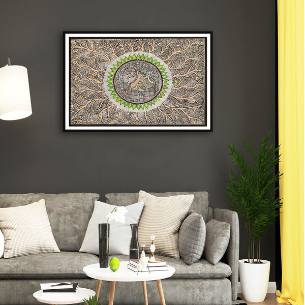 Elephant line work Madhubani Art Painting For Home Wall Art Decor