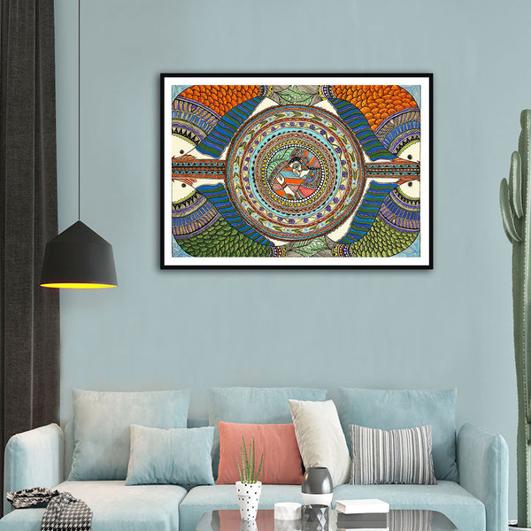 Elephant line work Madhubani Art Painting For Home Wall Art Decor