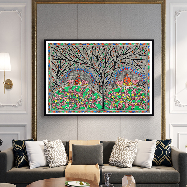 Splendor of Nature Madhubani Art Painting For Home Wall Art Decor