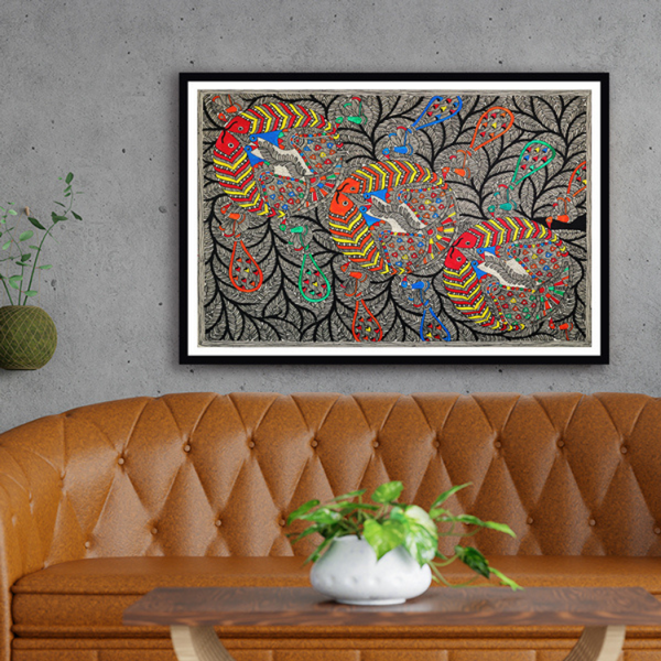 Tree of Love Madhubani Art Painting For Home Wall Art Decor