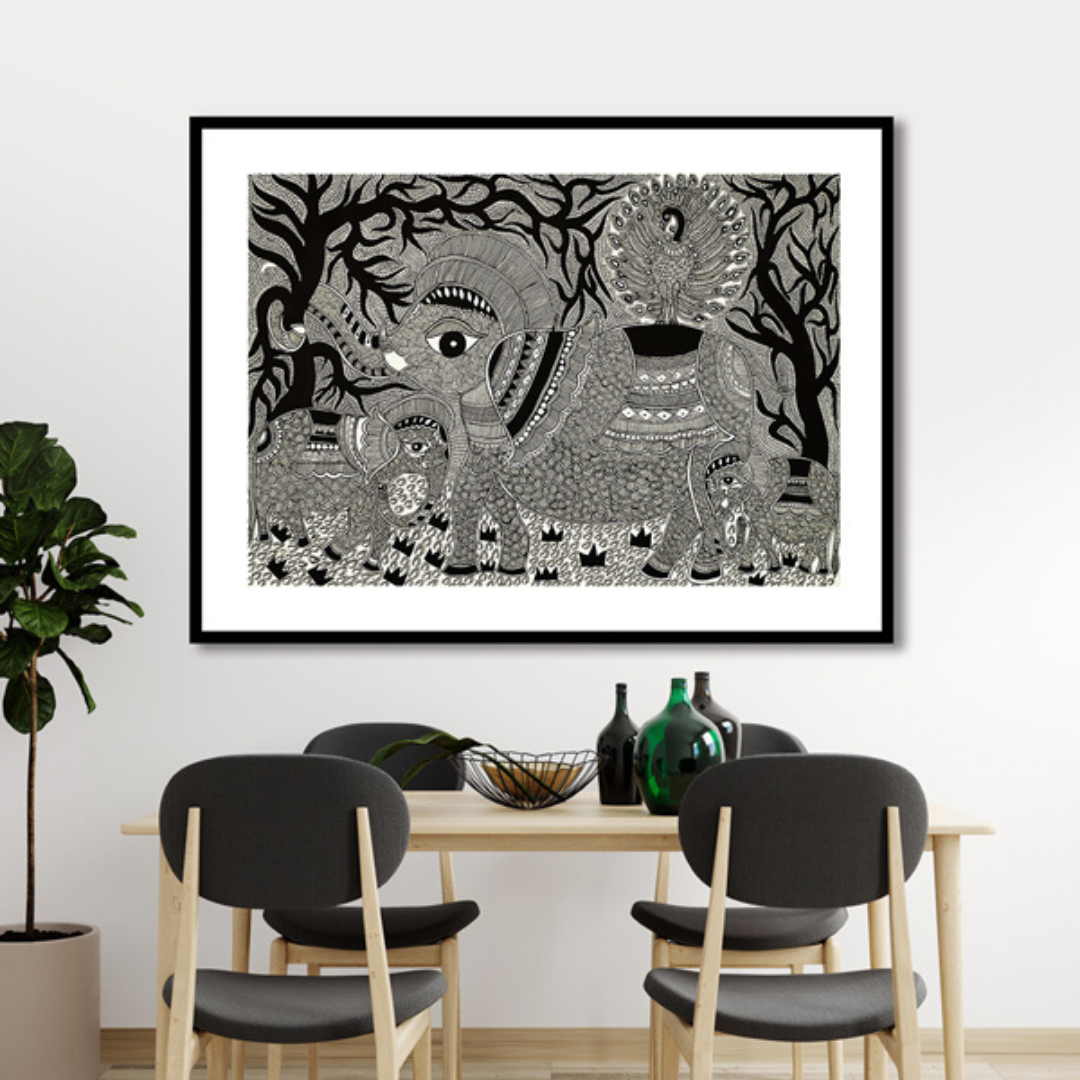 Elephant Painting Madhubani Art Painting For Home Wall Art Decor