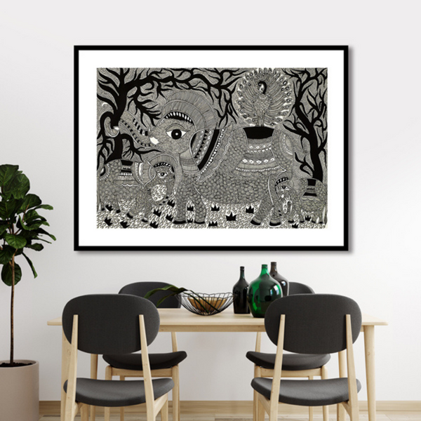 Elephant Painting Madhubani Art Painting For Home Wall Art Decor