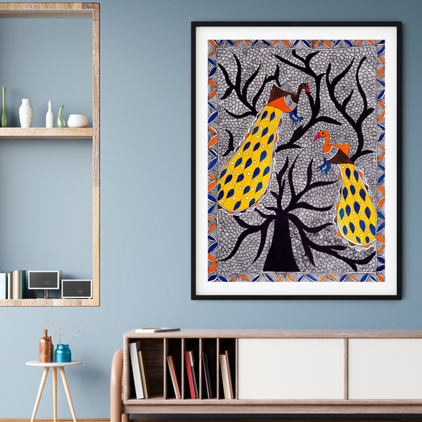Peacocks on Tree Madhubani Painting 1