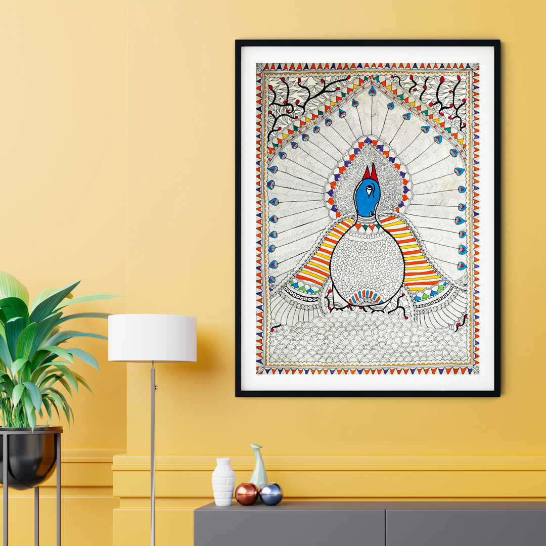 Peacock Madhubani Art Painting For Home Wall Art Decor